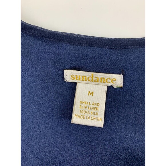 Sundance Silk Slip Dress Cap Sleeves Drawstring Midi Lined Sheer Womens Medium - Picture 14 of 16